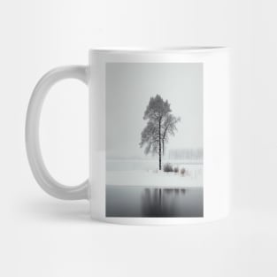 Nordic Minimalism Landscape Winter Art with Lone Leafless Tree Mug